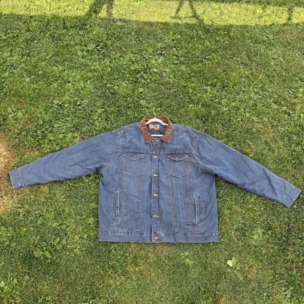 Wrangler Western Denim Jacket 2XT Blue Corduroy Collar Trucker M-159